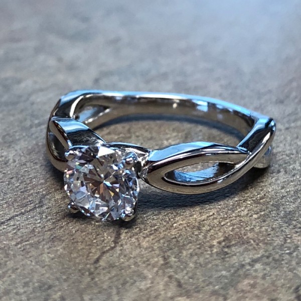 14K White Gold Infinity Solitaire Engagement Ring